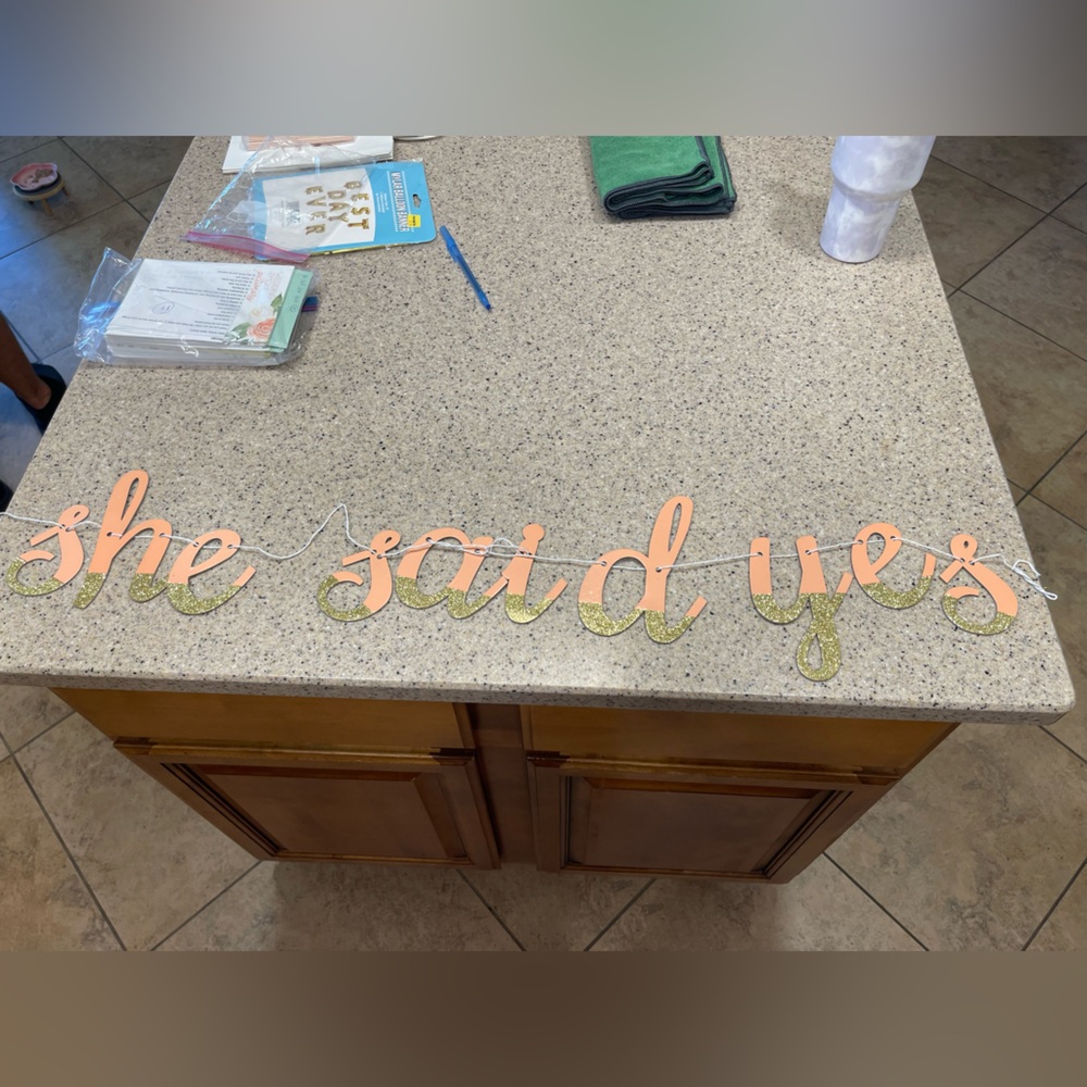 Peach and Gold Glitter Script Banner